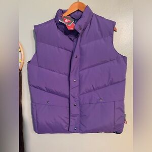 CB Sport Gray Duck Down Purple Puffer Vest Snap Warm Mens XL NWT
